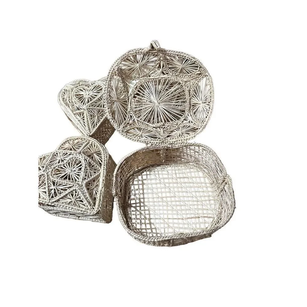 Vintage Potpourri Wicker Basket Lot of 4 New Deadstock Hearts and Circle 80s